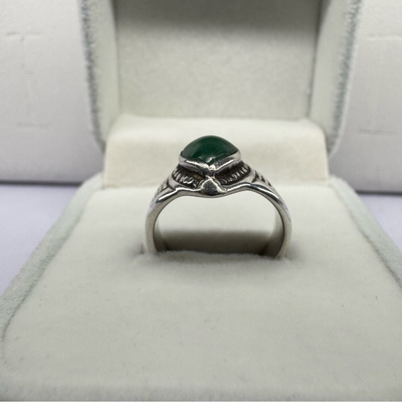 Malachite Vintage 1960s 925 Sterling Silver Ring Size 5.5 - Picture 5 of 12
